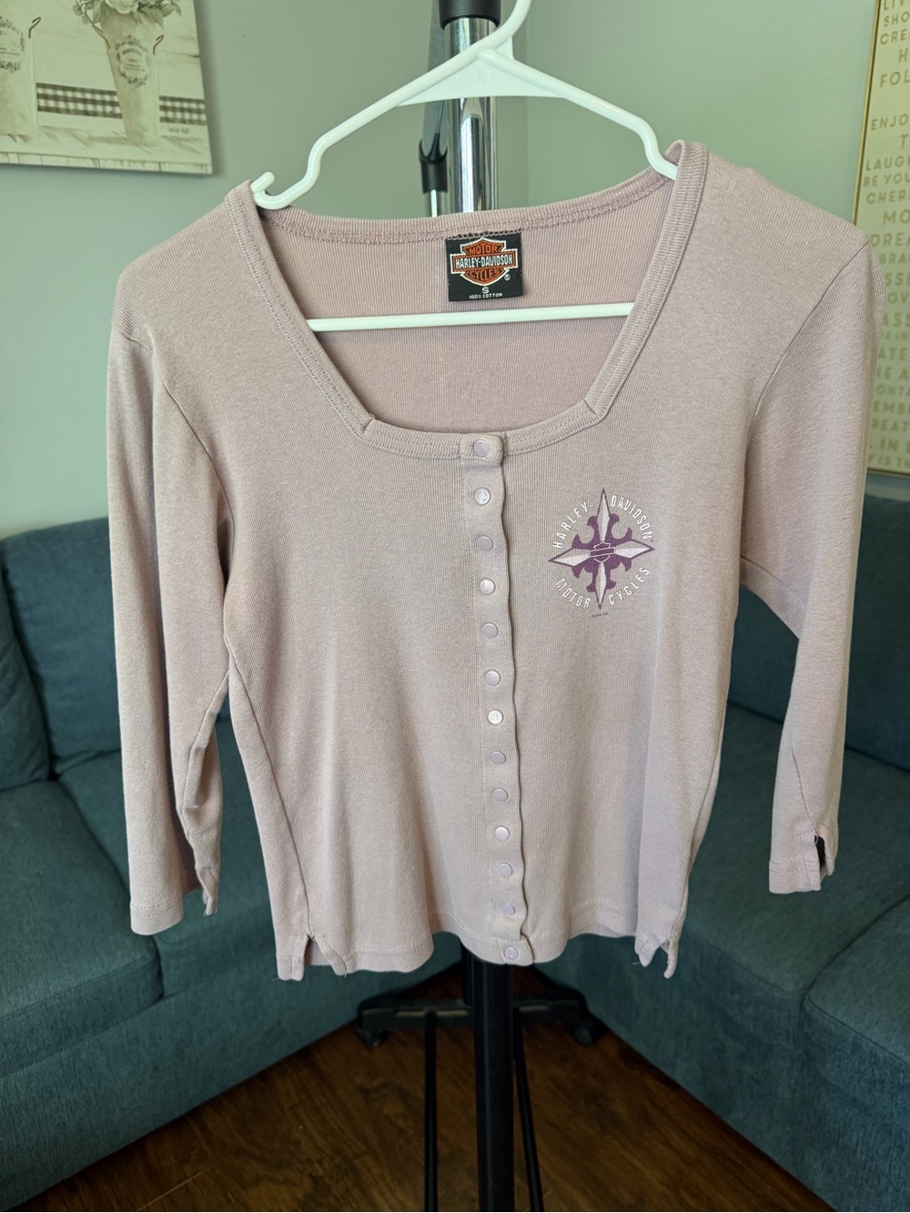 Harley-Davidson Women's Dusty Mauve Button-Front Top